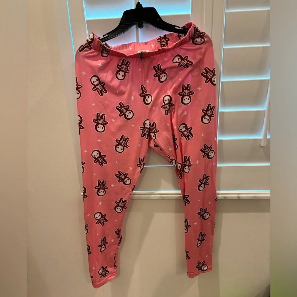 Em & Sprout Skeleton Gingerbread Pink Pajama Set Size Large